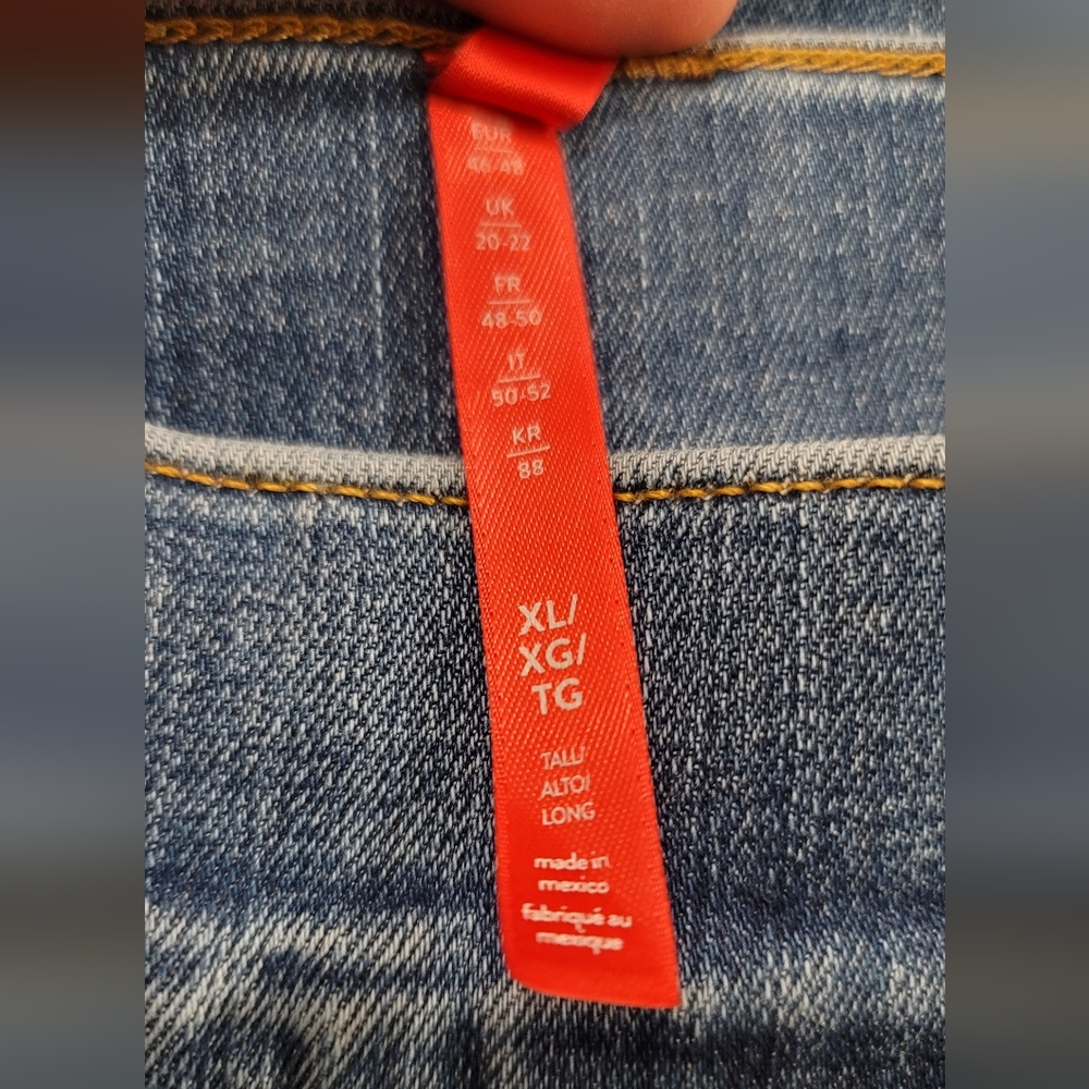 Spanx control top jeans, wide leg, vintage indigo, xl tall